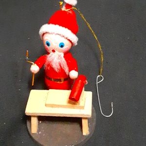Vintage Santa's Workshop Elf Wooden Ornament